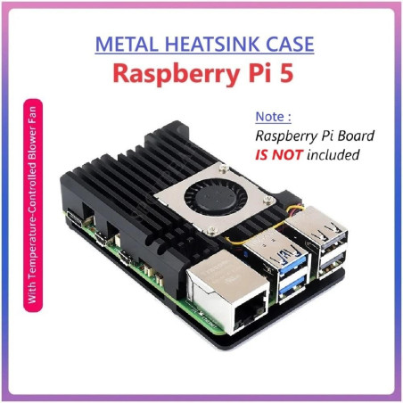 Metal Heatsink CASE - Raspberry Pi 5 (with Cooling Fan)